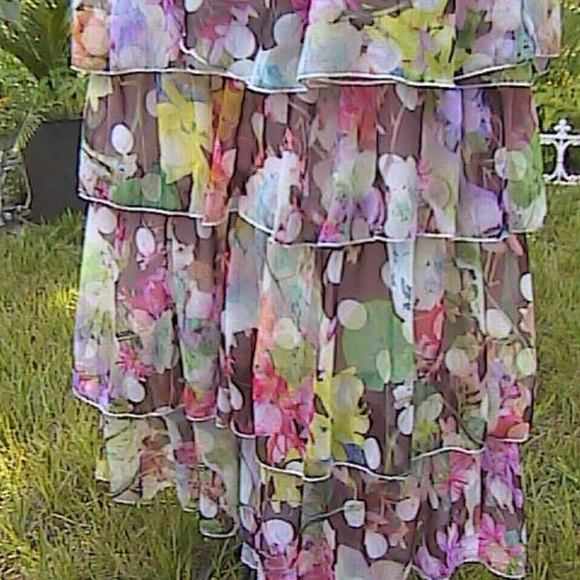 Black Multi Ruffles Chiffon Color Layer Skirt - Picture 4 of 8